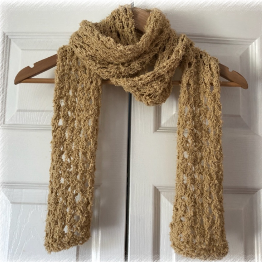 Handmade Crocheted scarf camel color